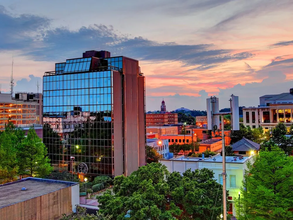 Downtown Lafayette, Louisiana at sunset