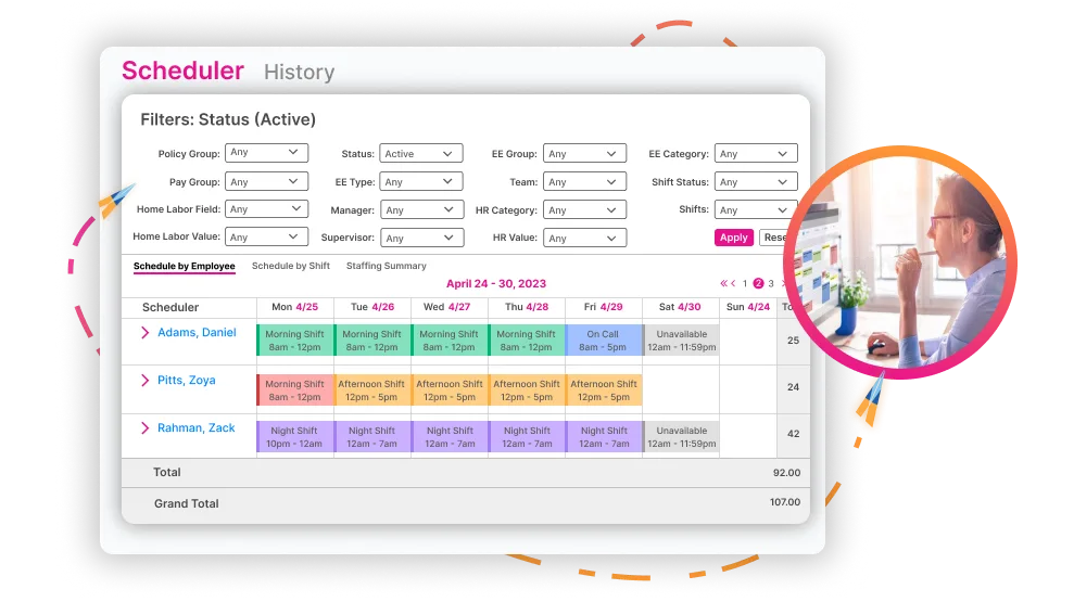 The shift scheduler in the Highflyer software
